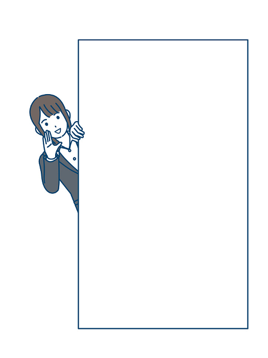 Illustration of a female office worker talking with her face peeking out