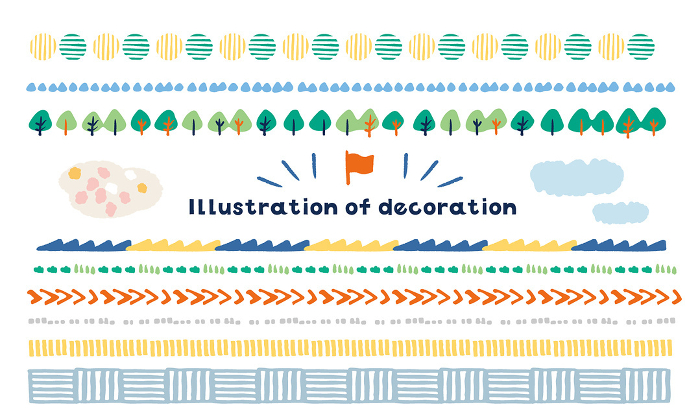 Ashirai A set of simple illustrations with decorative border