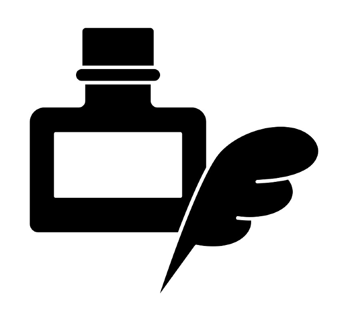 Silhouette icon of quill pen and ink