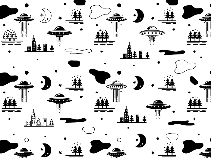 Pattern background of UFO motif illustration