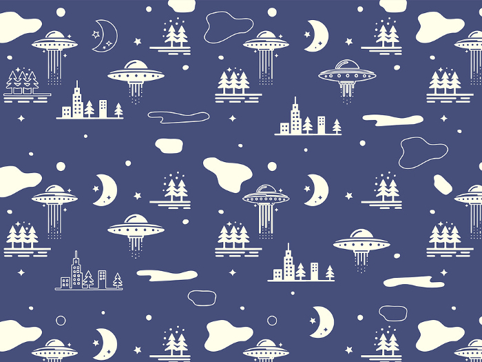 UFO motif illustration pattern, color background