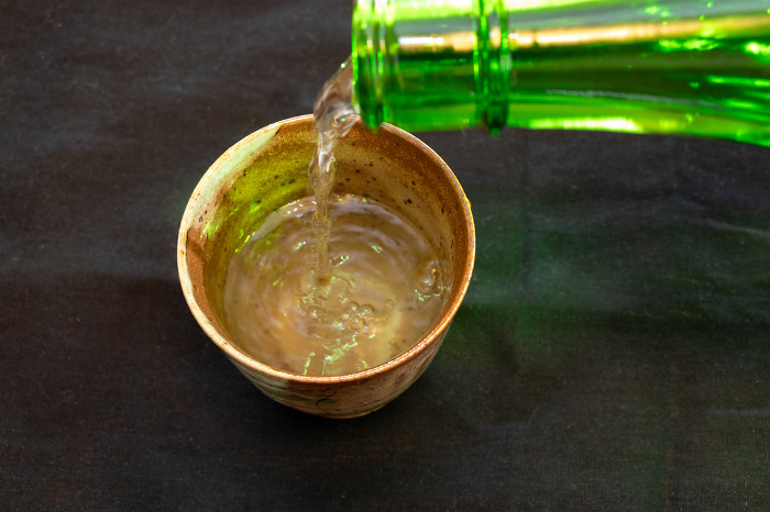 Sake poured into ceramic sake cups
