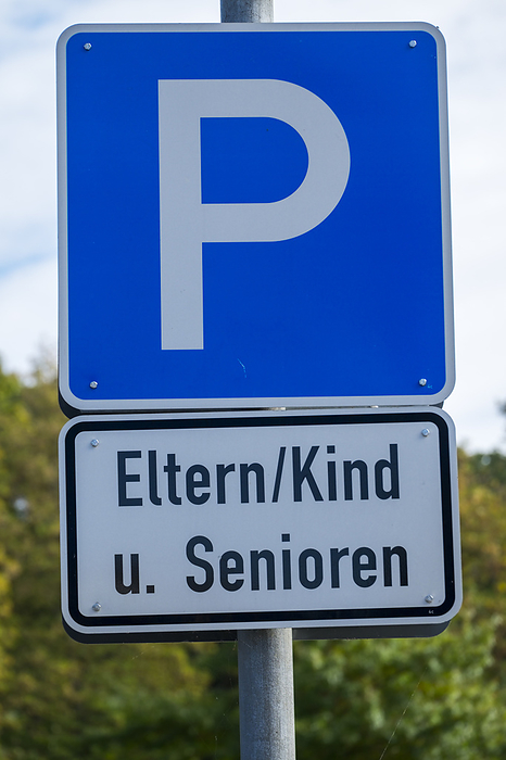 Sign  Sign Parking Parents children and seniors, by Zoonar AnnaReinert