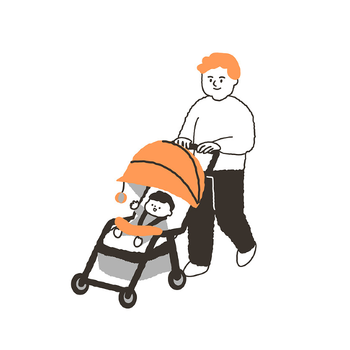 Dad taking a walk with stroller