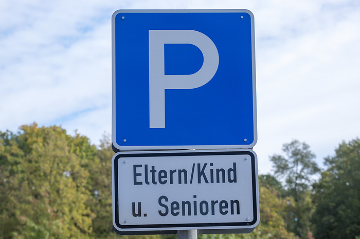 Sign  Sign Parking Parents children and seniors, by Zoonar AnnaReinert