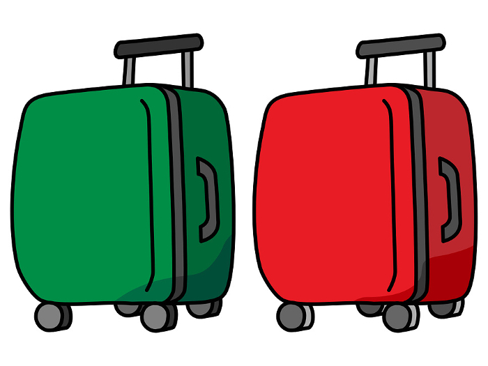 Clip art set of red and green suitcases
