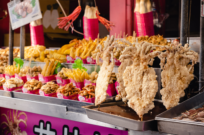 Taiwanese food stall, fried squid