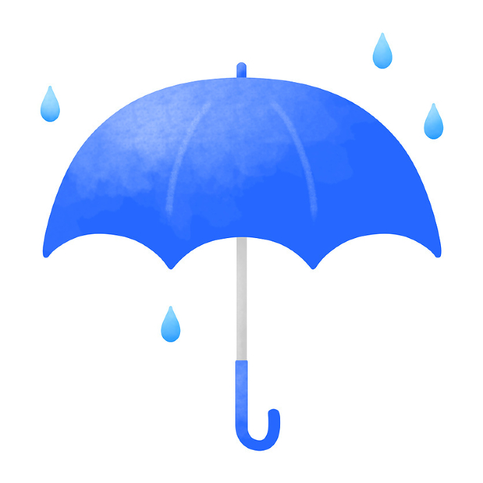 Clip art of rain drops and blue umbrella