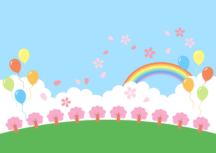 Colorful Spring Event Background with Flying Balloons