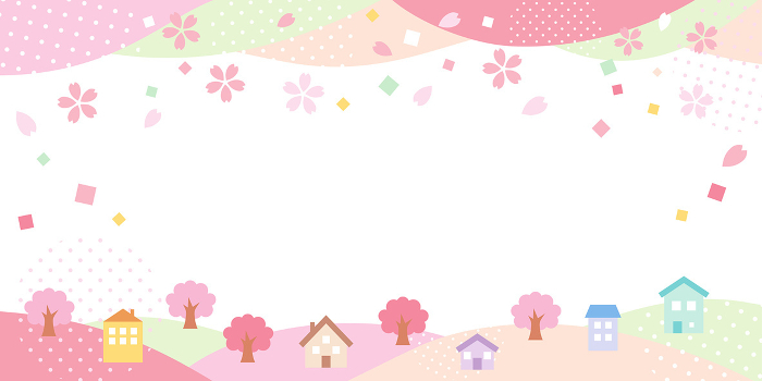 Colorful Spring Event Background with Cherry Blossoms Flying