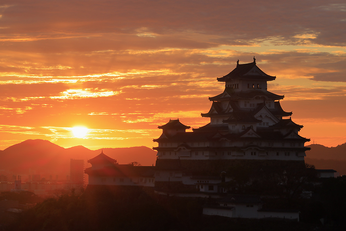 Himeji Castle and sunrise Himeji City, Hyogo Prefecture