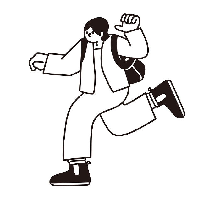 Line drawing vector of a running woman