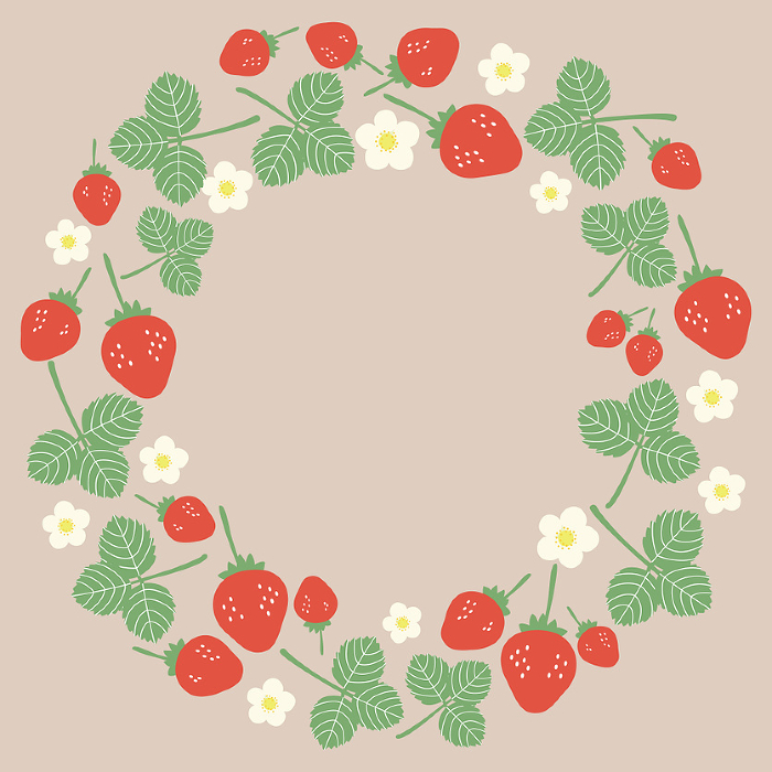 Cute retro strawberry circle frame