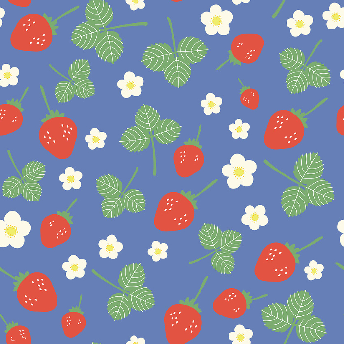 Retro Strawberry Seamless Pattern Blue