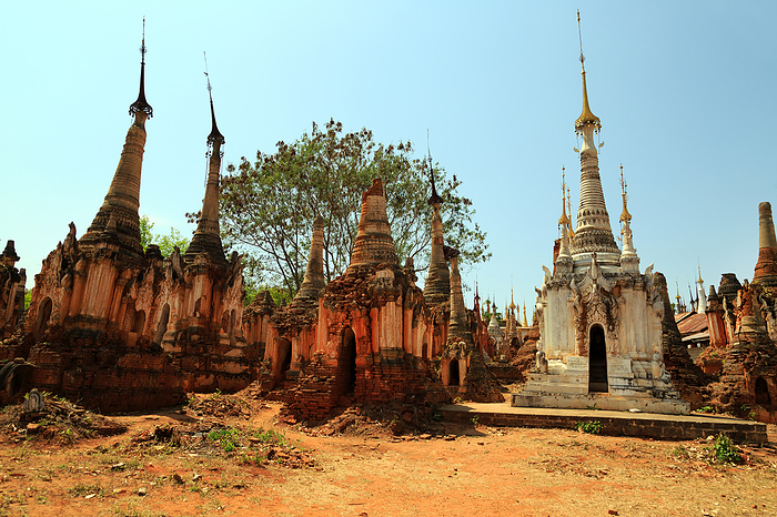 Some of the 1054 pagodas of the Indein pagoda forest at Inle Lake in Myanmar Some of the 1054 pagodas of the Indein pagoda forest at Inle Lake in Myanmar, by Zoonar Andreas Edelm