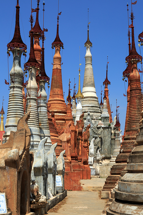 Some of the 1054 pagodas of the Indein pagoda forest at Inle Lake Some of the 1054 pagodas of the Indein pagoda forest at Inle Lake, by Zoonar Andreas Edelm
