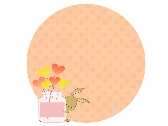 Clip art of rabbit peeking out from a jar filled with hearts