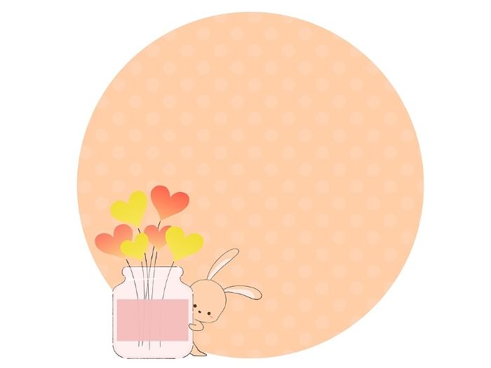 Clip art of rabbit peeking out from a jar filled with hearts
