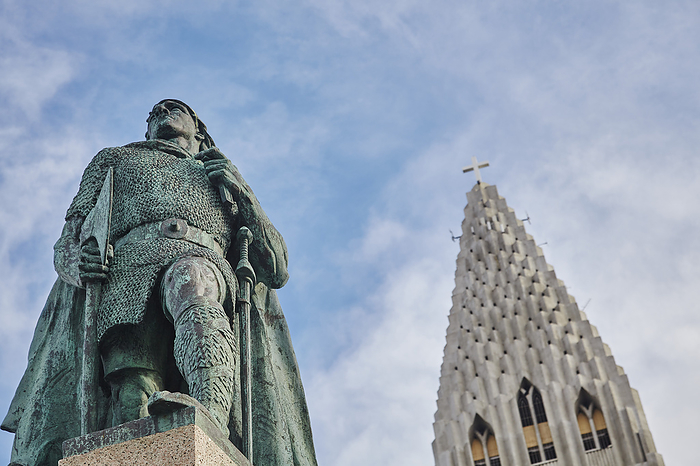 NA Statue of Leif Erikson at Hallgrimskirkja Church in Reykjavik  Reykjavik, Iceland, by Nigel Hicks   Design Pics
