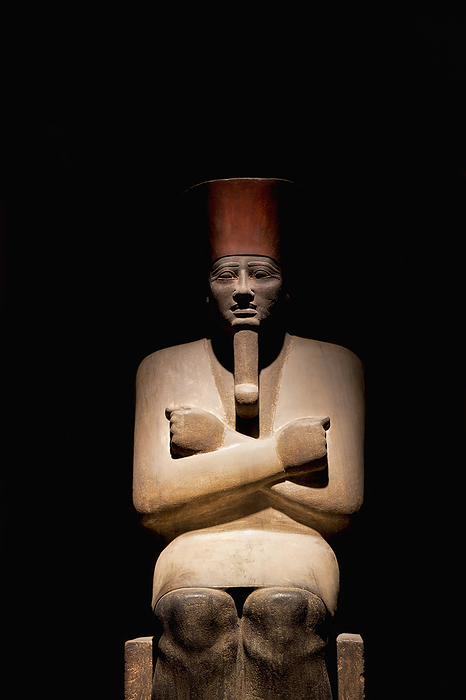 NA Pharaoh with arms crossed, depicting king of his country, also with a curved beard depicting a god, at the Grand Egyptian Museum in Cairo  Cairo, Egypt, by Carson Ganci   Design Pics