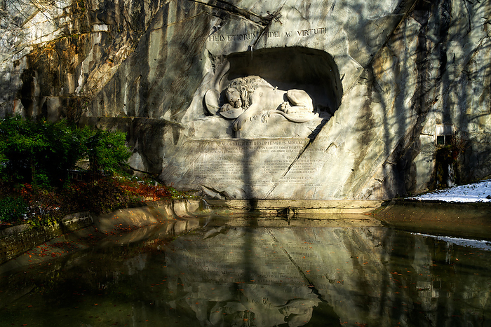 Lion Monument by Lucas Ahorn for Swiss soldiers who died in the French Revolution, Lucerne, Switzerland, Europe Lion Monument by Lucas Ahorn for Swiss soldiers who died in the French Revolution, Lucerne, Switzerland, Europe, by Karen Deakin
