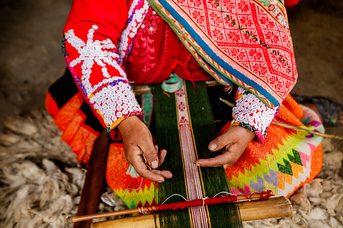 Quechua woman weaving demonstration Quechua woman weaving demonstration, Ollantaytambo, Peru, South America, by Laura Grier