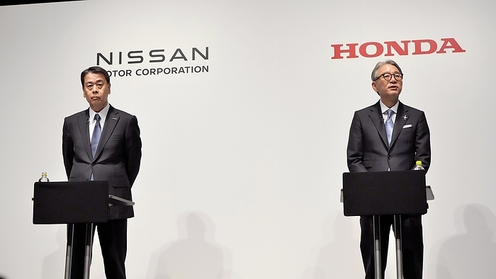 Nissan and Honda Sign Memorandum of Understanding for Alliance in EV Business and Other Fields Honda and Nissan Motor Co. announced on March 15 that they have signed a comprehensive memorandum of understanding to collaborate in areas related to electric vehicles  EVs  and software. Pictured are  from left  Nissan President Makoto Uchida and Honda President Toshihiro Mibe on March 15, 2024.