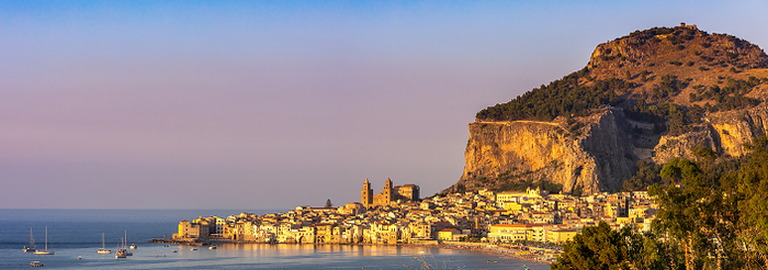 Panoramic view of Cefalu, UNESCO World Hertiage Site, Province of Palermo, Sicily, Italy, Europe Panoramic view of Cefalu, Province of Palermo, Sicily, Italy, Mediterranean, Europe, by John Guidi