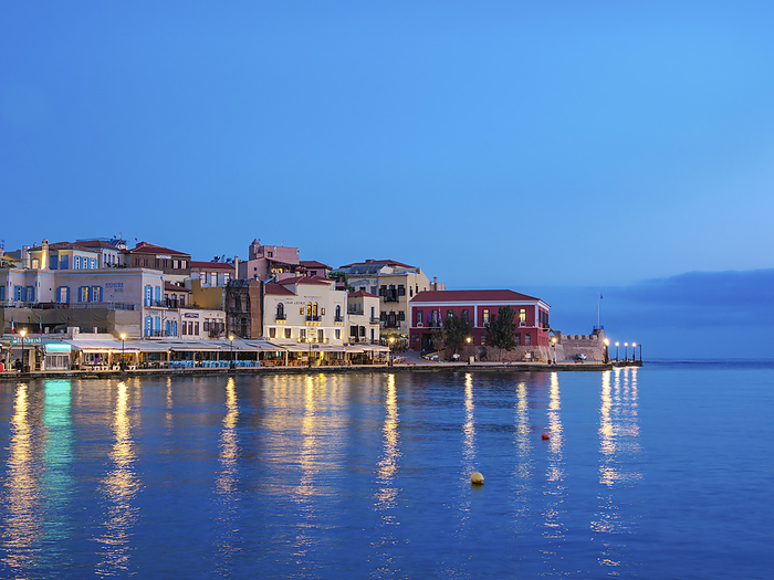 Old town waterfront at dawn, City of Chania, Crete, Greece Old town waterfront at dawn, City of Chania, Crete, Greek Islands, Greece, Europe, by Karol Kozlowski