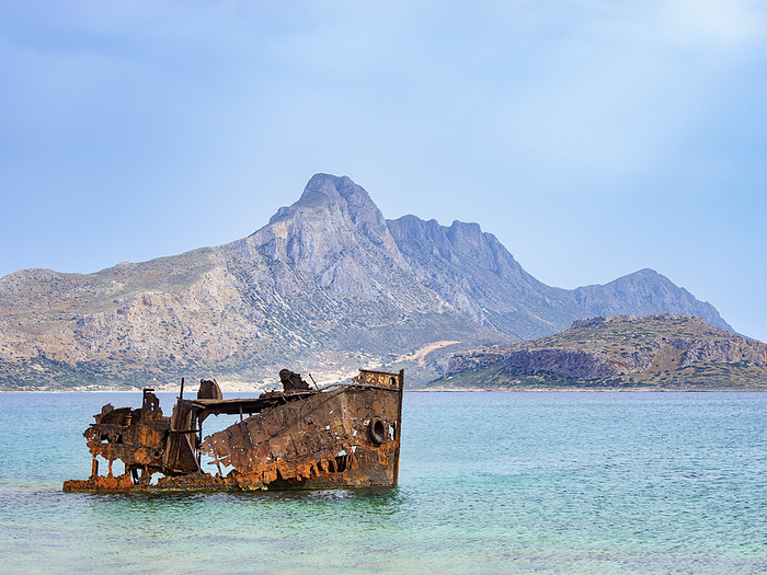 Shipwreck by the coast of Imeri Gramvousa, Chania Region, Crete, Greece Shipwreck off the coast of Imeri Gramvousa, Chania Region, Crete, Greek Islands, Greece, Europe, by Karol Kozlowski
