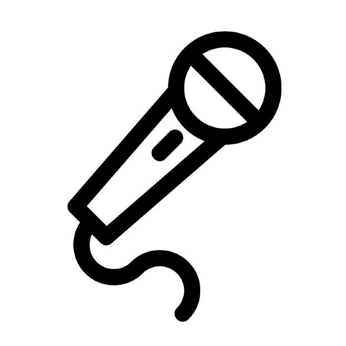 Line style icons representing content, microphone