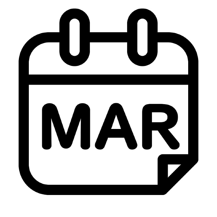 Line style icons representing the months of March and