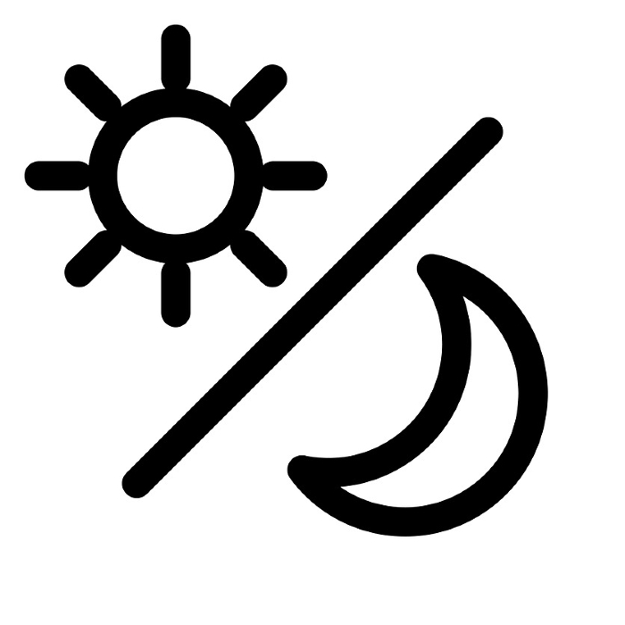 Line style icons representing the day, morning and evening