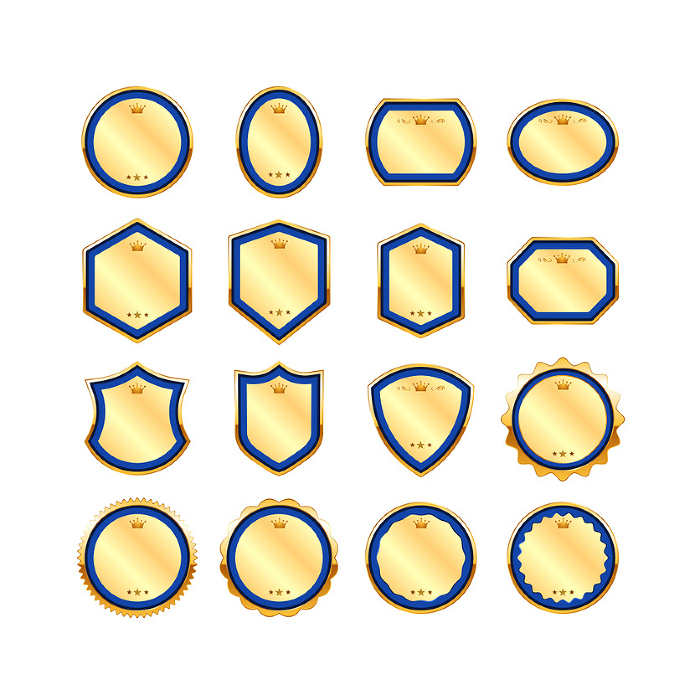 Blue and gold award-winning authority ranking badge icons