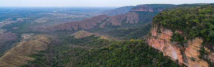 Panoramic aerial view of table mountains and foothills, Chapada dos Guimar es, Brazil Panoramic aerial view of table mountains and foothills, Chapada dos Guimar es, Brazil, by Zoonar Uwe Bergwitz