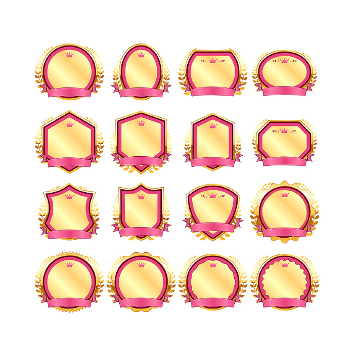 Pink and gold award-winning authority ranking badge icons