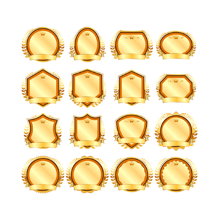 Orange and gold award-winning authority ranking badge icons