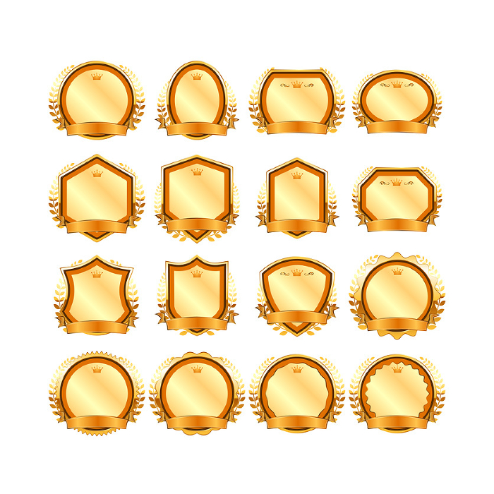 Orange and gold award-winning authority ranking badge icons