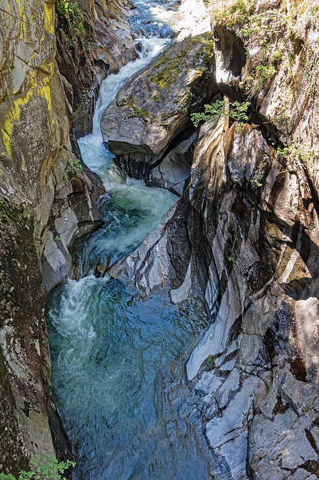 View from above into the river Passer in the Passer Gorge in the South Tyrolean Alps, Italy View from above into the river Passer in the Passer Gorge in the South Tyrolean Alps, Italy, by Zoonar Katrin May