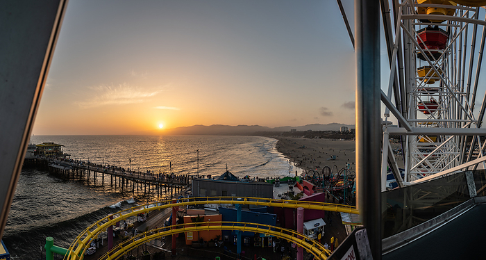 Sunset at Santa Monica Pier  view from ferries wheel  Sunset at Santa Monica Pier  view from ferries wheel , by Zoonar Christoph Sch