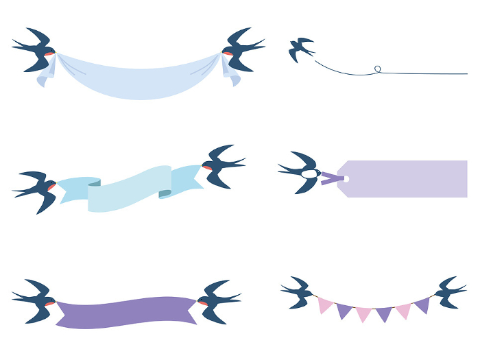 Clip art set of swallow and ribbon