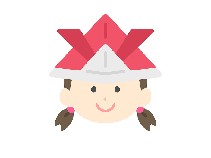 Clip art of a girl wearing a helmet made of origami