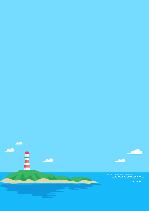 Island with lighthouse and seascape