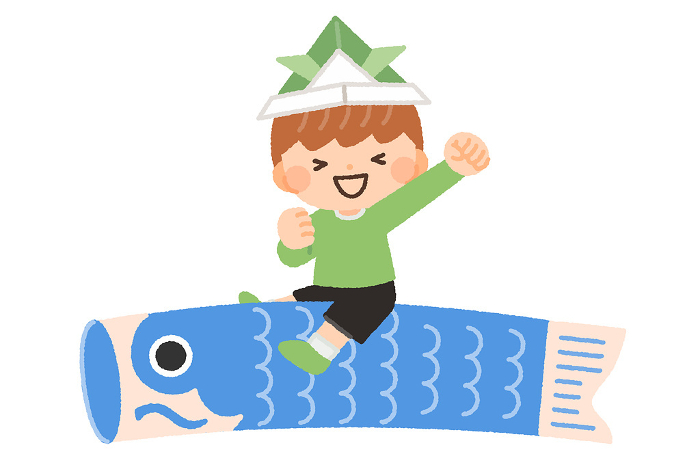 clip art of boy riding on carp streamer