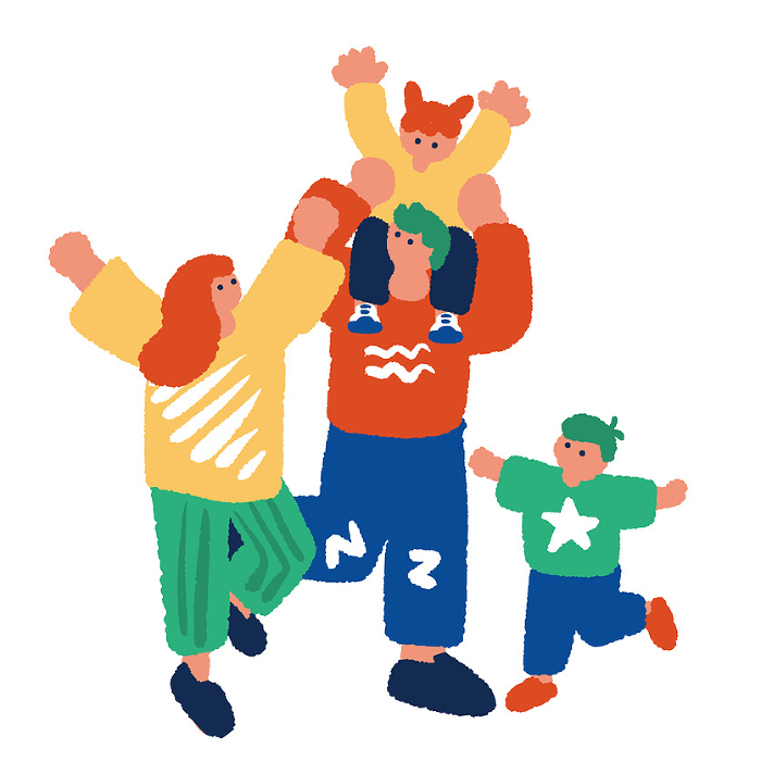 Simple, flat illustration of a happy family.