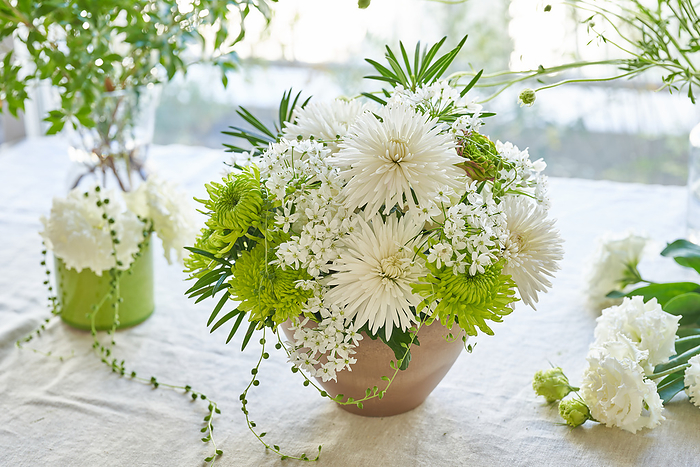 White and green arrangement