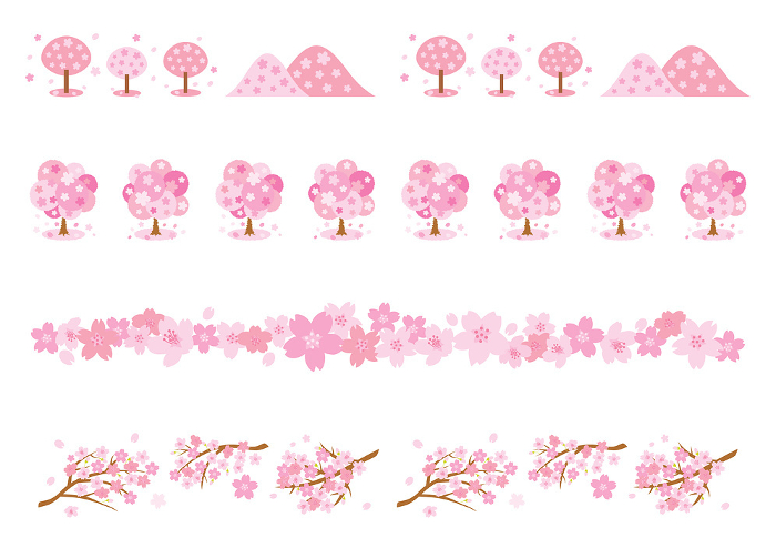 Cute spring cherry blossom line set