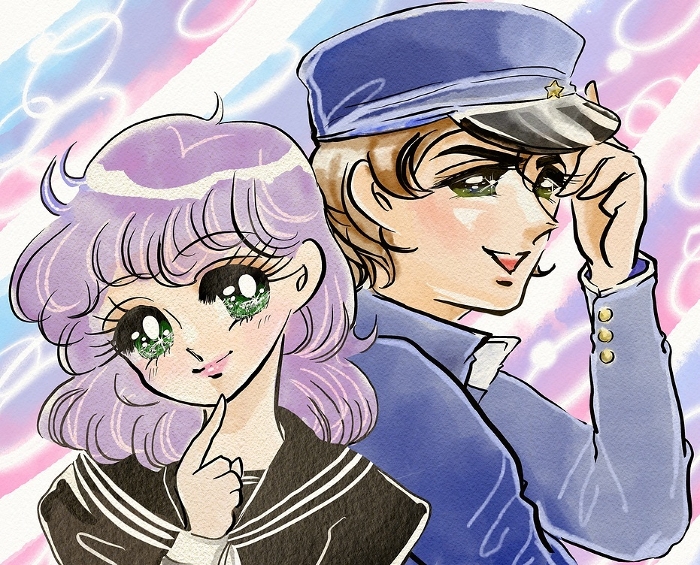 Cover illustration of a 70's girls' manga in the style of adolescent romantic comedy