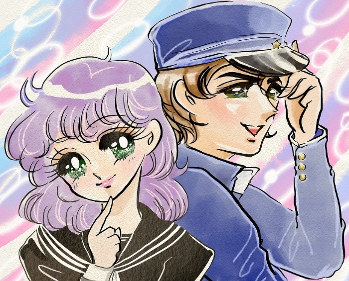Cover illustration of a 70's girls' manga in the style of adolescent romantic comedy