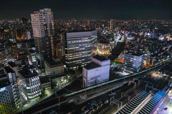 Buildings at night as seen from Tokyu Kabukicho Tower, Shinjuku-ku, Tokyo
